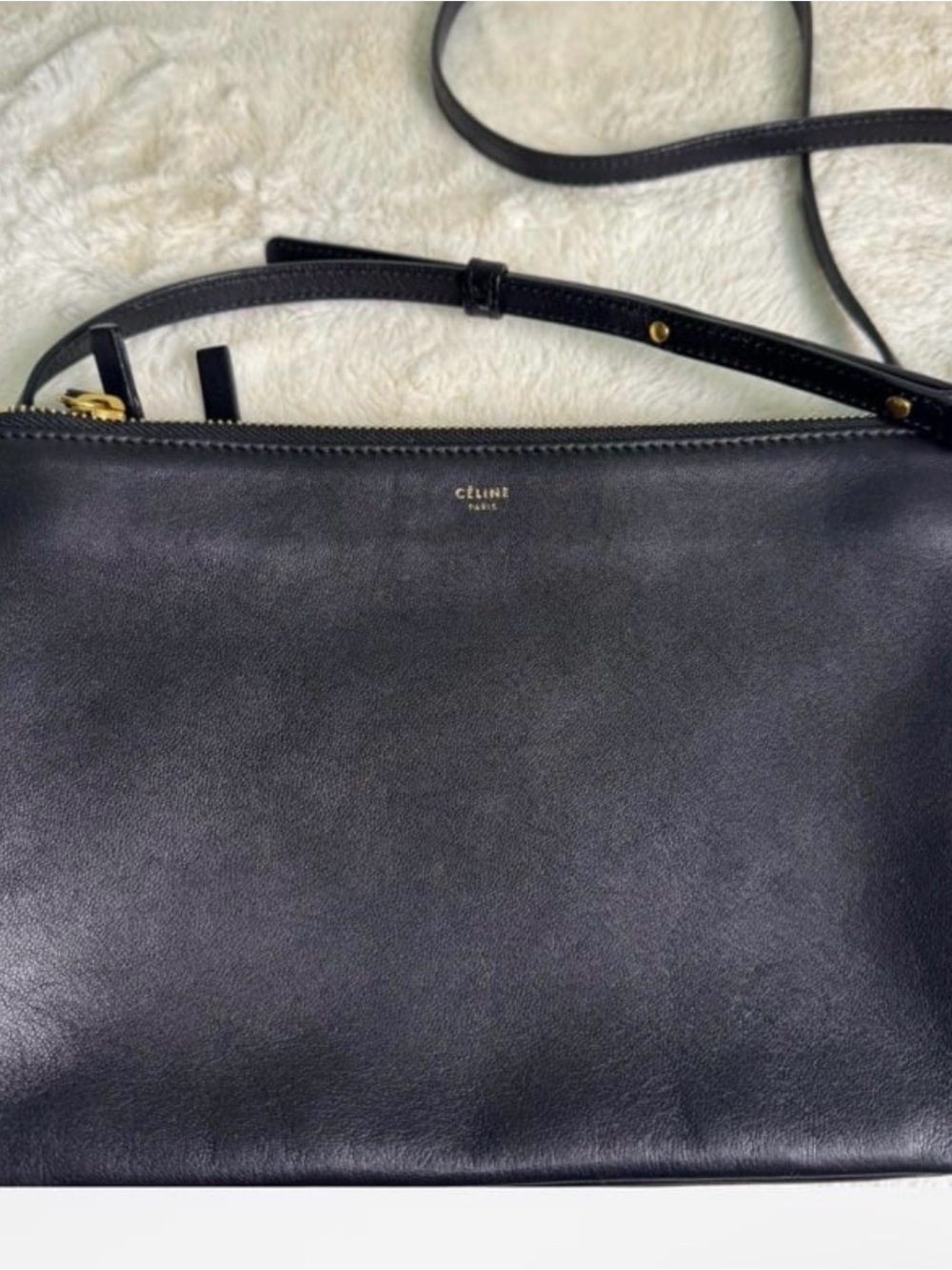 Celine Black Large Trio Leather Crossbody